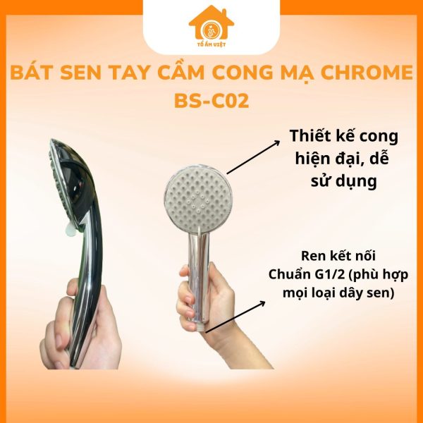 Bát sen tay cầm cong mạ Chrome BS-C02