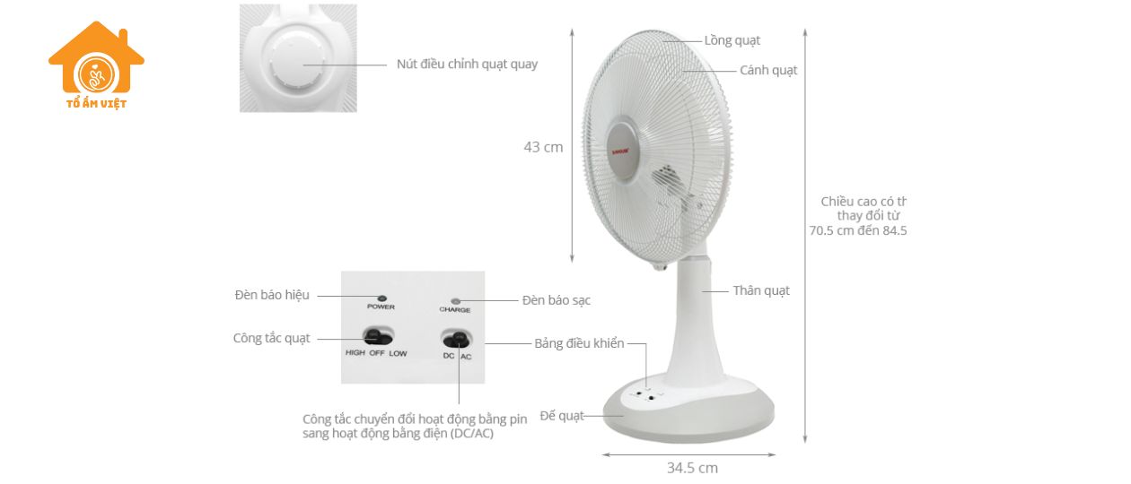 Quạt tích điện Sunhouse SH762