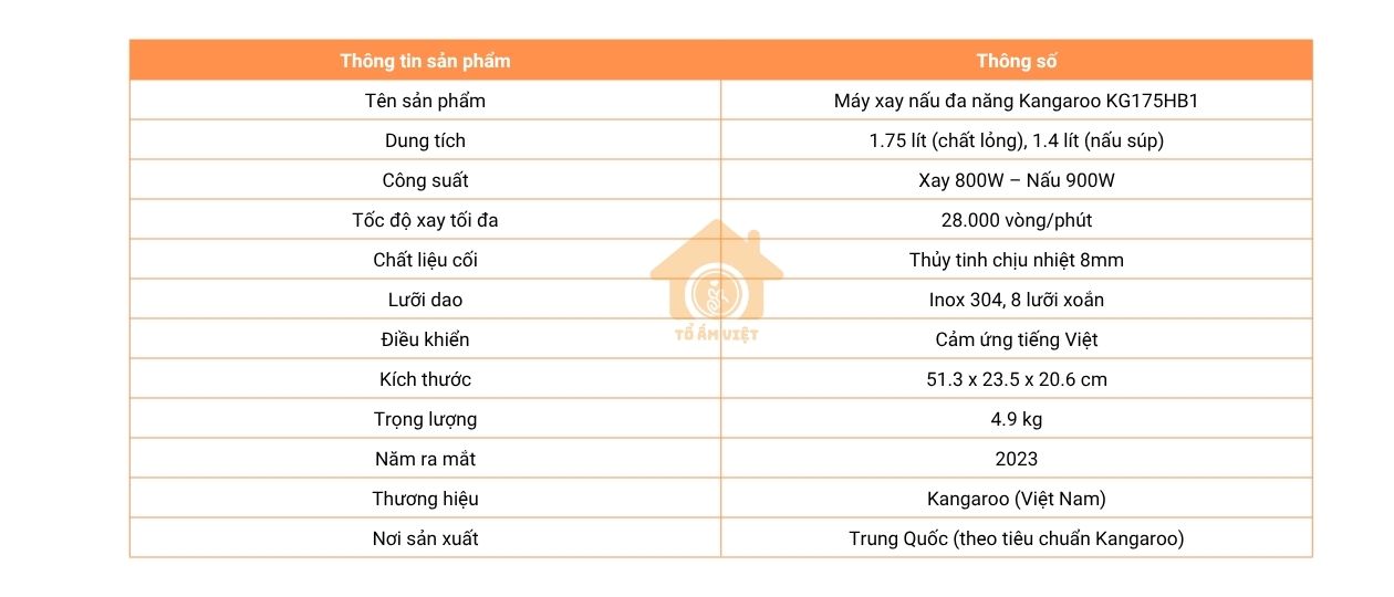 máy xay nấu đa năng Kangaroo KG175HB1